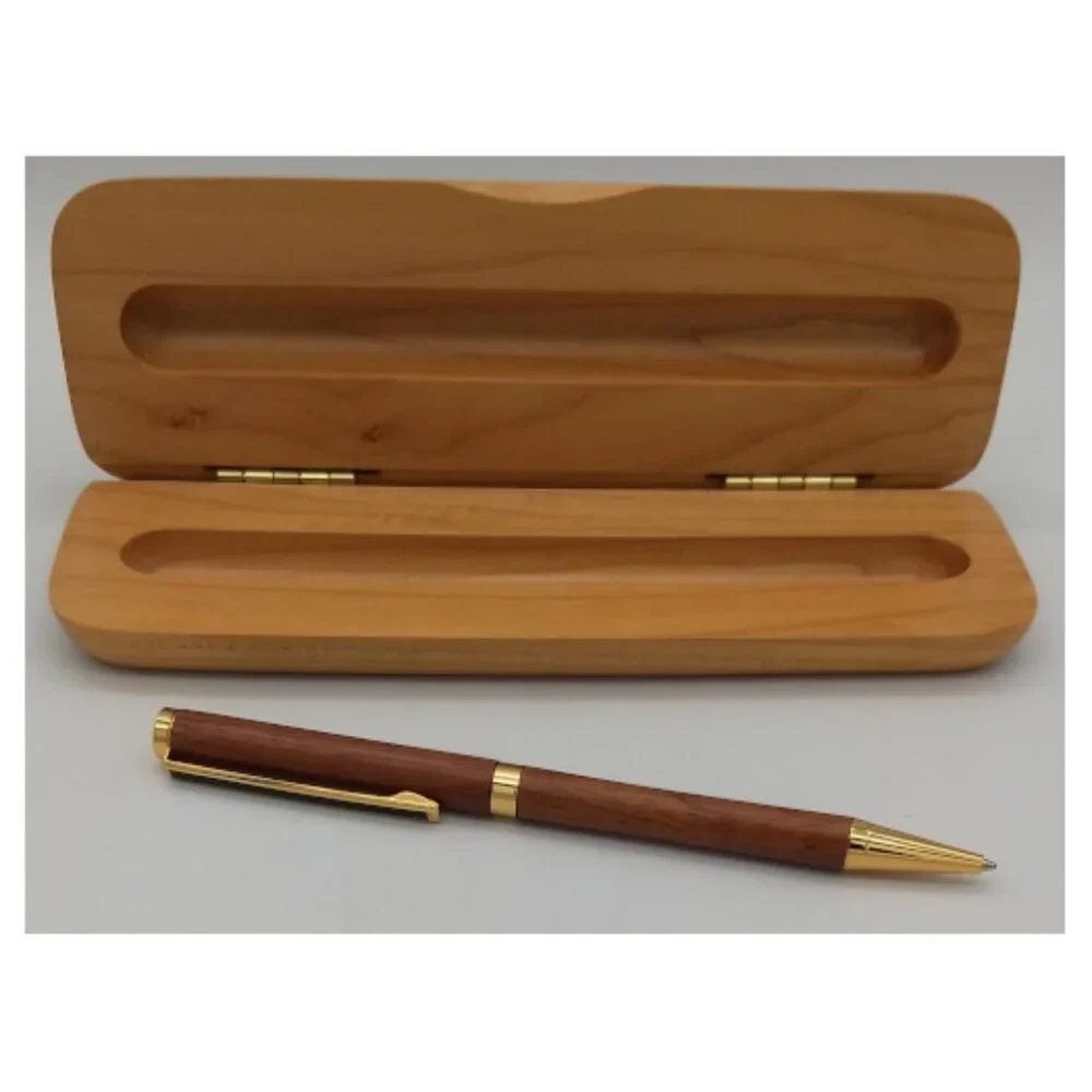 Pen & Case in Red and White Oak Design